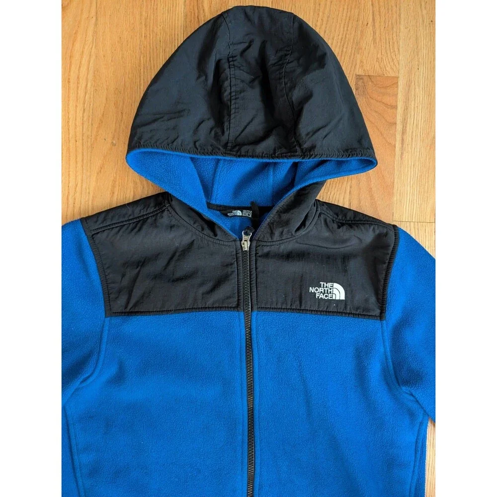 The North Face Youth Full Zip Fleece Jacket Youth XL 18-16 Blue Hooded Pockets